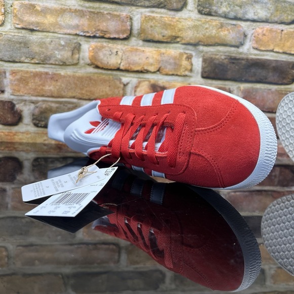 Adidas Gazelle Mens Size 11.5 Low Top Suede Shoe Red Scarlet Cloud White JI1534 - Picture 5 of 15